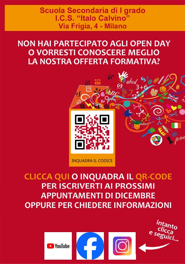 OPEN DAY SCUOLA SECONDARIA- ISCRIZIONE APPUNTAMENTI DI DICEMBRE